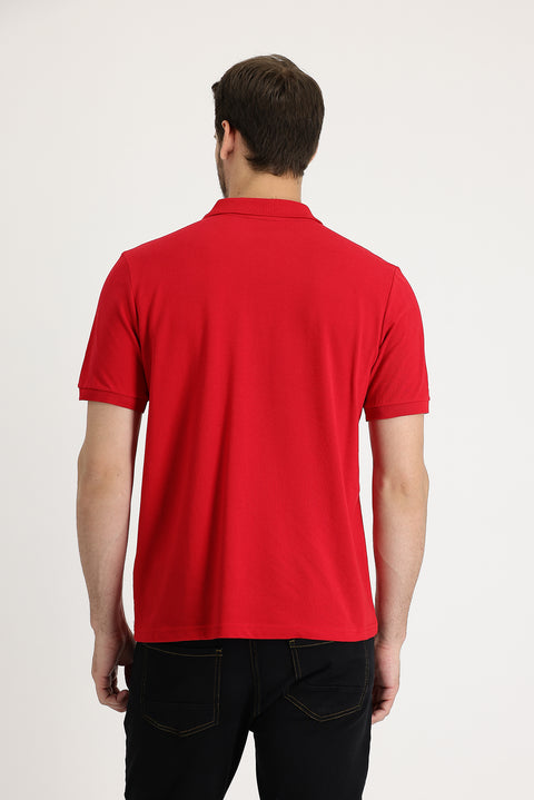 Flag Red Polo Collar Classic Cotton T-Shirt