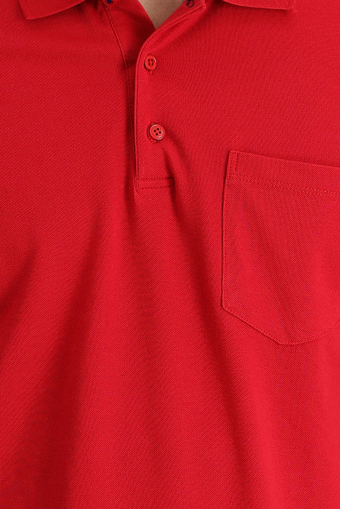 Flag Red Polo Collar Classic Cotton T-Shirt