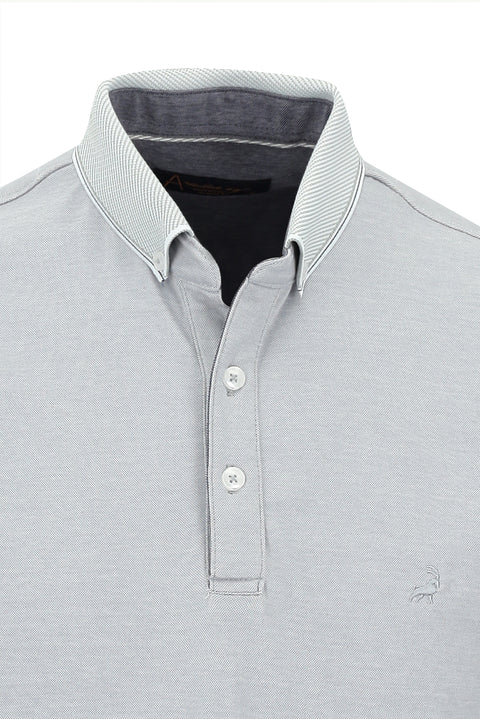 Light Grey Polo Collar Regular Fit T-shirt