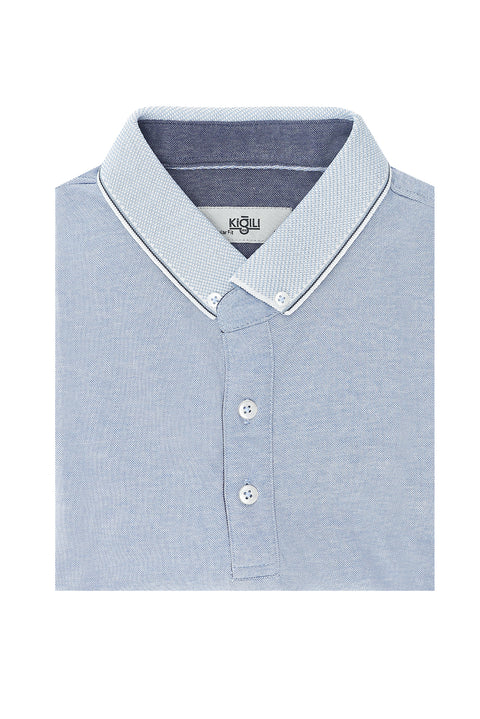 Blue Polo Collar Regular Fit T-shirt