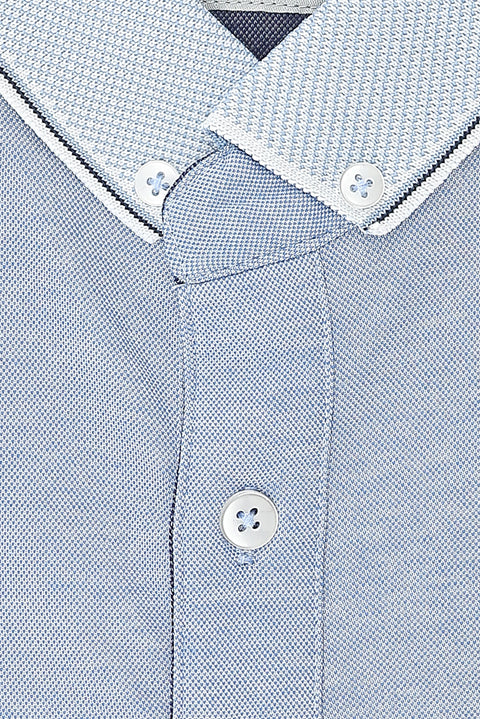 Blue Polo Collar Regular Fit T-shirt