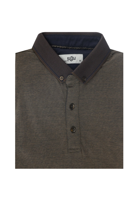 Medium Brown Polo Collar Regular Fit T-shirt