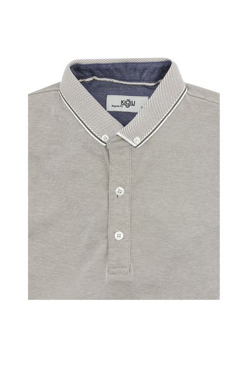 Medium Beige Polo Collar Regular Fit T-shirt