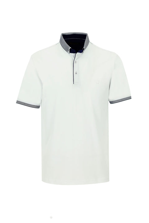 White Polo Collar Regular Fit T-shirt