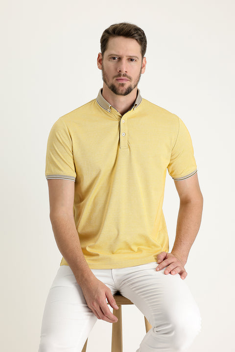 Açık Sarı Polo Yaka Regular Fit Tişört