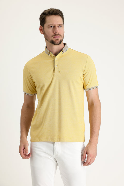 Açık Sarı Polo Yaka Regular Fit Tişört