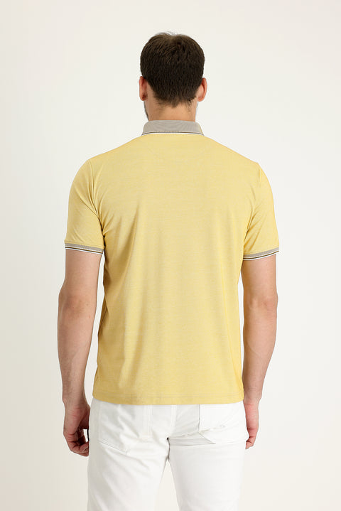Açık Sarı Polo Yaka Regular Fit Tişört