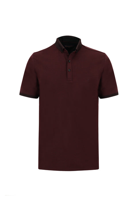 Dark Burgundy Polo Collar Regular Fit T-shirt