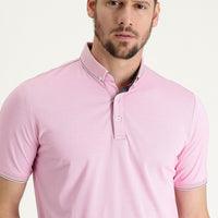 Medium Pink Polo Collar Regular Fit T-shirt