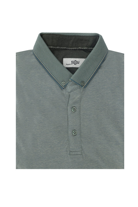 Emerald Green Polo Collar Regular Fit T-shirt