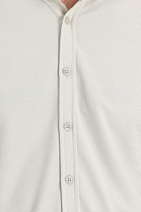 Medium Beige Polo Collar Regular Fit Button-Down T-Shirt