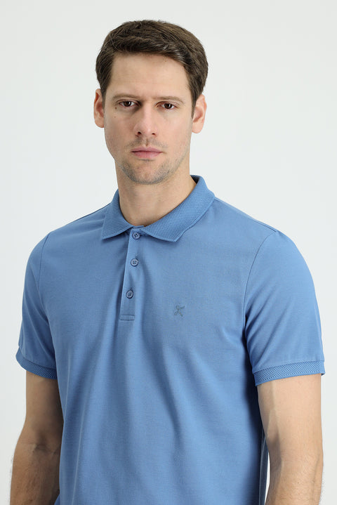 Dark Aviator Polo Collar Slim Fit Embroidered Cotton T-Shirt