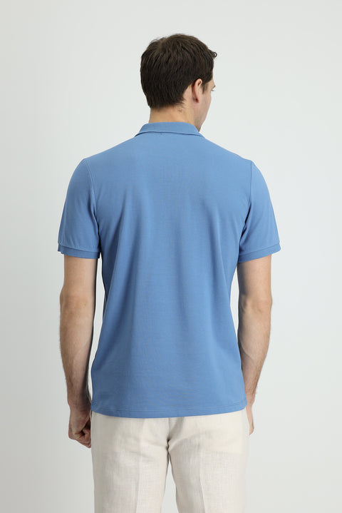 Dark Aviator Polo Collar Slim Fit Embroidered Cotton T-Shirt