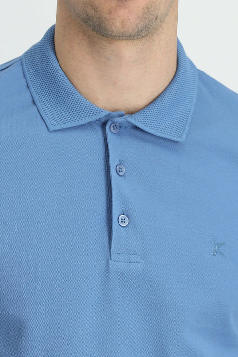 Dark Aviator Polo Collar Slim Fit Embroidered Cotton T-Shirt