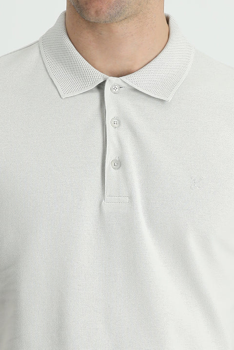 Stone Embroidered Cotton T-Shirt with Polo Collar and Slim Fit