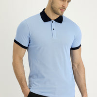 Light Blue Polo Shirt with Pattern
