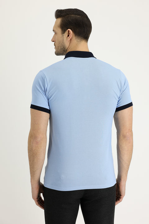 Light Blue Polo Shirt with Pattern