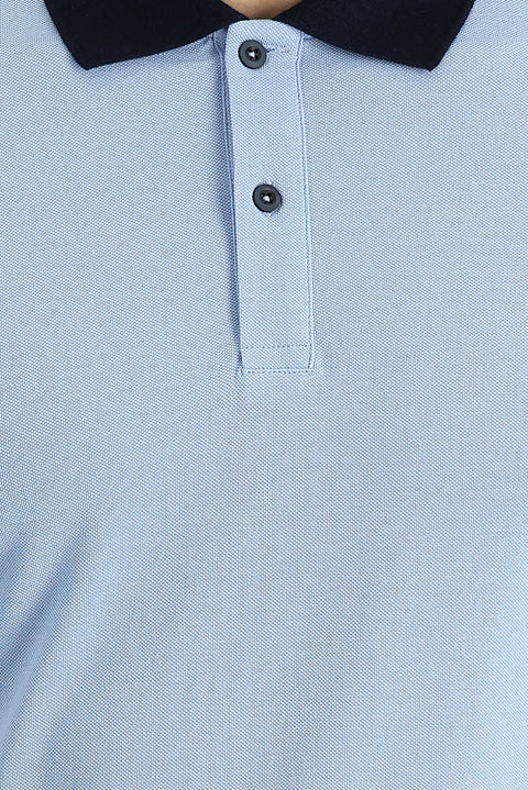 Light Blue Polo Shirt with Pattern