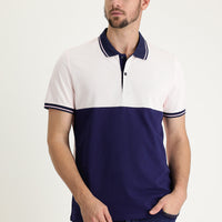 Pembe Polo Yaka Slim Fit Dar Kesim Desenli Pamuk Tişört