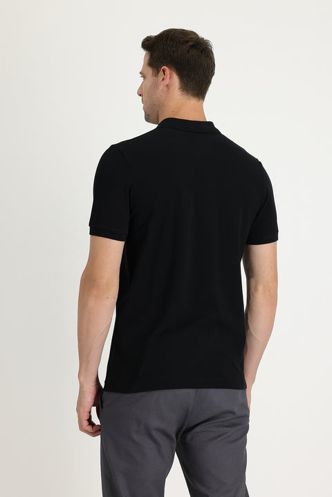 Siyah Polo Yaka Slim Fit Tişört