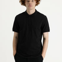 Black Polo Collar Slim Fit Printed T-shirt