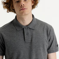 Dark Gray Melange Polo Collar Slim Fit Printed T-Shirt