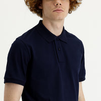 Black and Navy Blue Polo Collar Slim Fit Printed T-Shirt