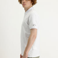 White Polo Collar Slim Fit Printed T-shirt