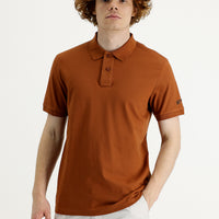 Cinnamon Polo Collar Slim Fit Printed T-Shirt