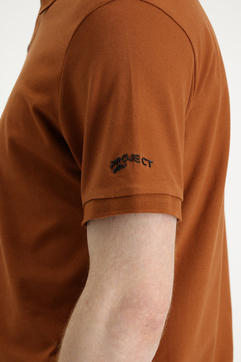 Cinnamon Polo Collar Slim Fit Printed T-Shirt