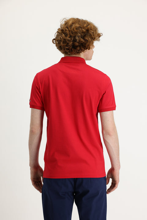Flag Red Polo Shirt Slim Fit Printed T-Shirt