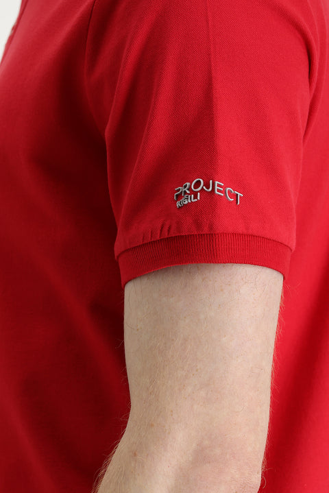 Flag Red Polo Shirt Slim Fit Printed T-Shirt