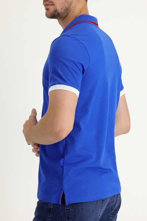 Navy Blue Polo Collar Slim Fit Narrow Cut T-Shirt