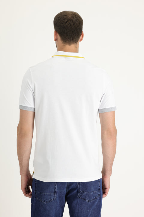 White Polo Collar Slim Fit T-shirt