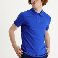 Navy Blue Polo Collar Slim Fit Printed T-Shirt