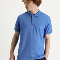 Havacı Mavi Polo Yaka Slim Fit Dar Kesim Baskılı Tişört