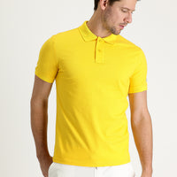 Dark Yellow Polo Collar Slim Fit Printed T-Shirt