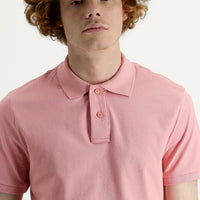 Medium Pink Polo Collar Slim Fit Printed T-Shirt
