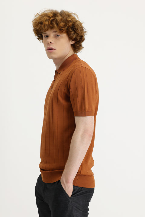 Cinnamon Polo Collar Slim Fit T-shirt