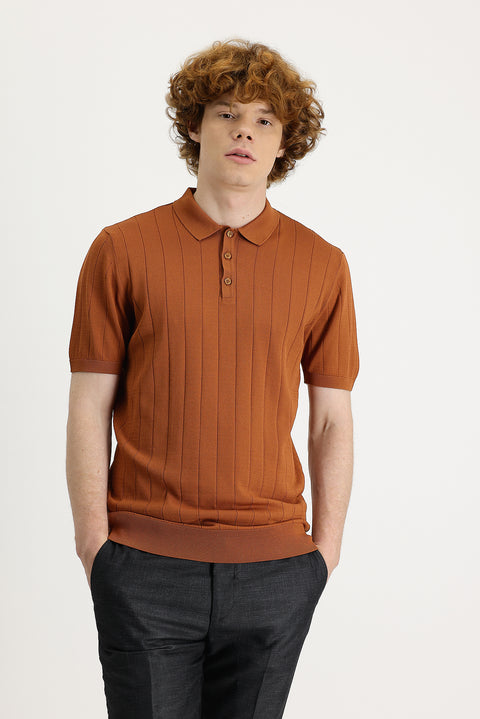 Cinnamon Polo Collar Slim Fit T-shirt