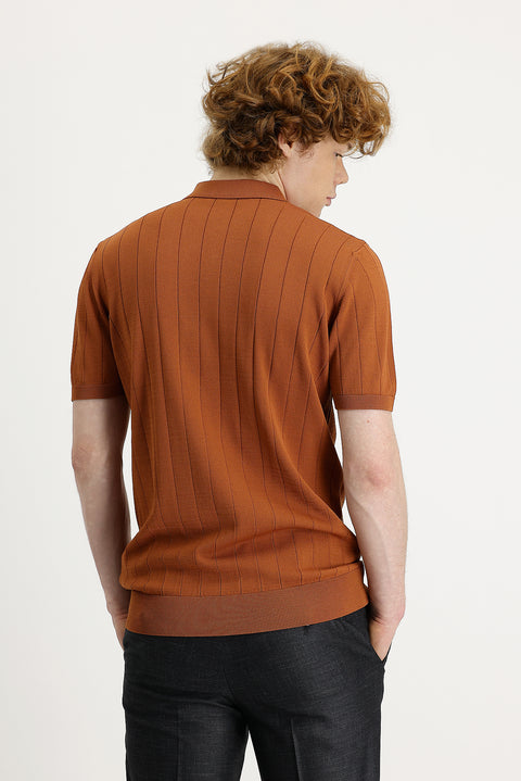 Cinnamon Polo Collar Slim Fit T-shirt