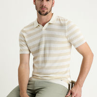 Medium Beige Polo Collar Patterned T-shirt