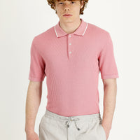 Medium Pink Polo Collar Slim Fit Narrow Cut T-Shirt