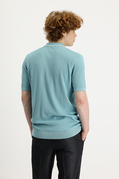 Medium Turquoise Polo Collar Slim Fit T-shirt