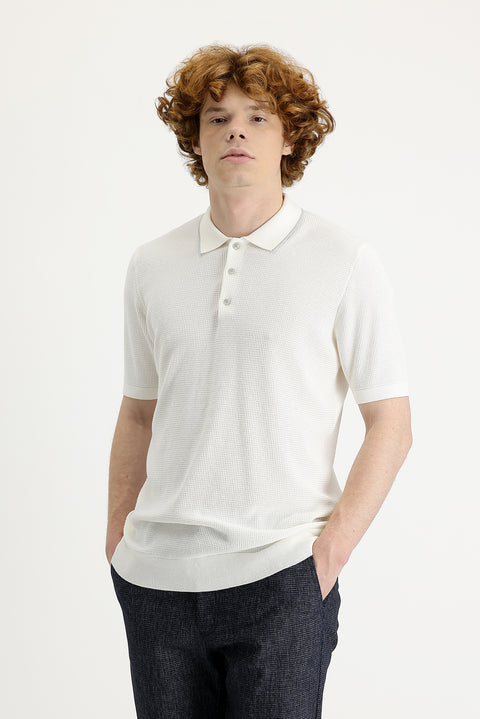 Off-white Polo Collar Slim Fit T-shirt