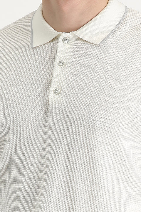 Off-white Polo Collar Slim Fit T-shirt