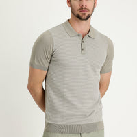 Medium Mink Polo Collar Slim Fit Patterned T-shirt
