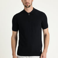 Black Polo Shirt with Pattern