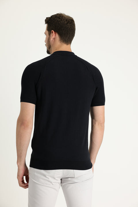 Black Polo Shirt with Pattern
