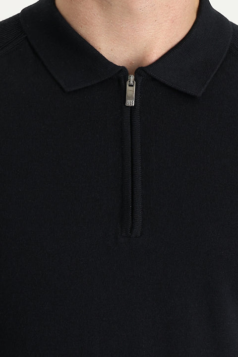 Black Polo Shirt with Pattern
